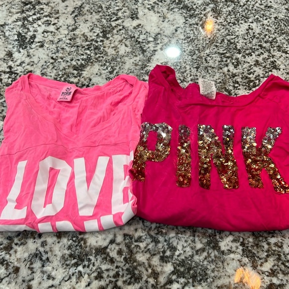 Pink VS Victoria Secret Long Sleeve Shirt Vintage Sequins Small Bundle Y2K - Picture 1 of 7